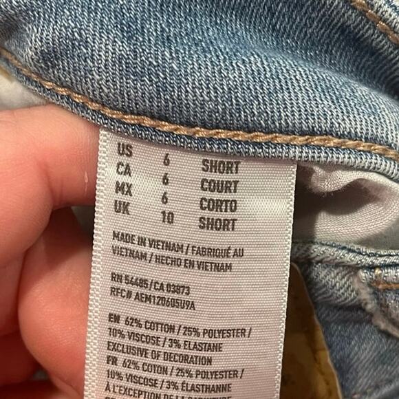 American Eagle Jegging Jeans Mid Rise Super Stretch Denim Light Wash Blue Size 6 - Picture 9 of 12